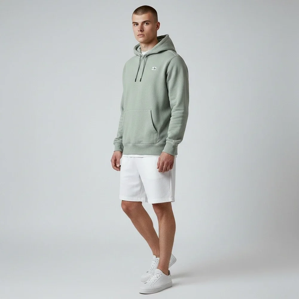 The North Face Heritage Patch Hoodie L Sage Green Pullover Fleece Men